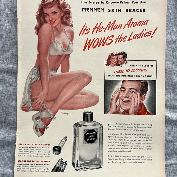 Vintage 1946 Mennen magazine ad. Pin up girl mid century modern MCM ephemera GUC - Picture 2 of 8